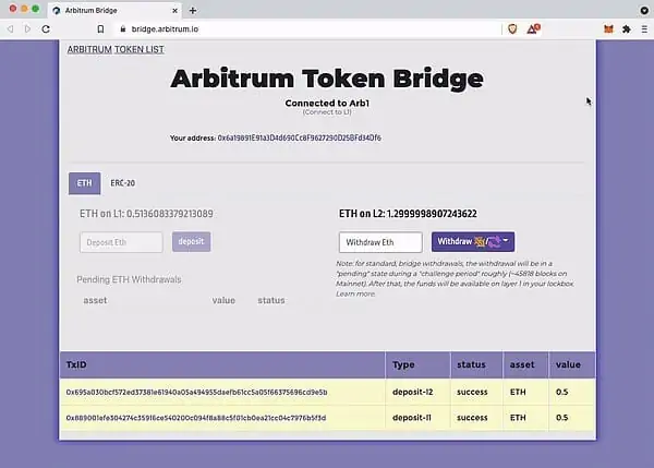 Arbitrum Bridge for the arbitrum tokens