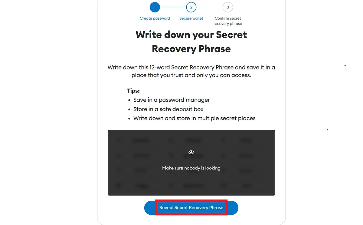 Save Security Recovery Phrase